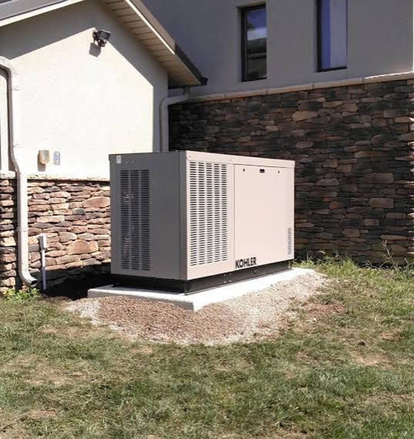 Kohler whole-home standby generator installed outside a Sioux Falls, SD home